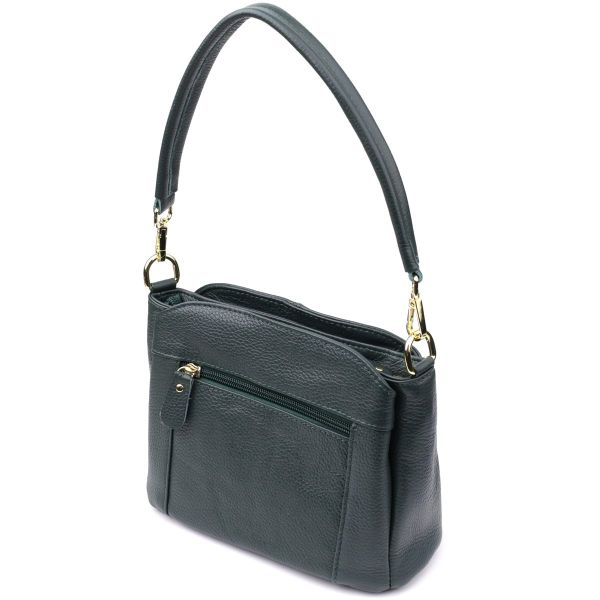 Кожаная сумка для женщин с тремя отделениями Vintage 22977 Зеленый