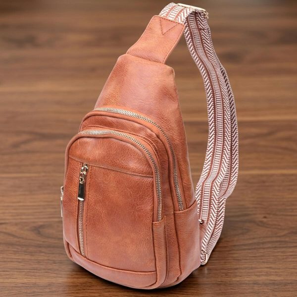 Интересная слинг сумка для женщин из экокожи Vintage 22749 Рыжий