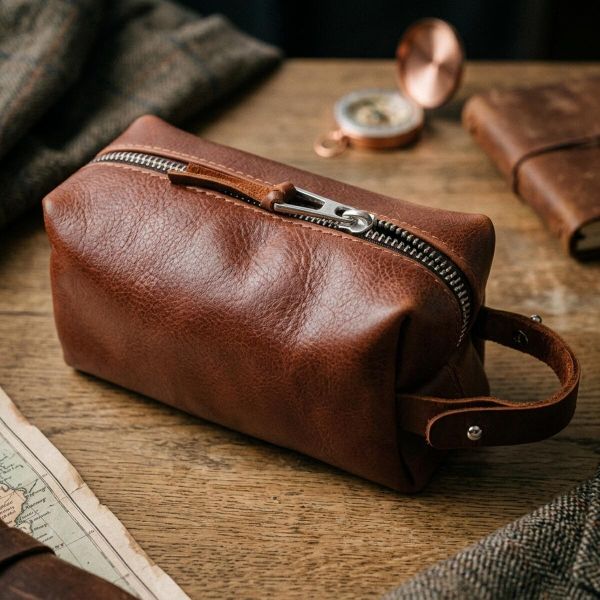 Компактная косметичка из гладкой кожи на молнии Украина GRANDE PELLE 16763 Светло-коричневая