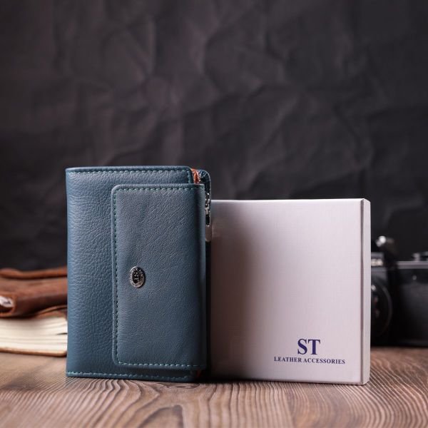 Интересный кошелек для женщин из натуральной кожи ST Leather 22504 Бирюзовый