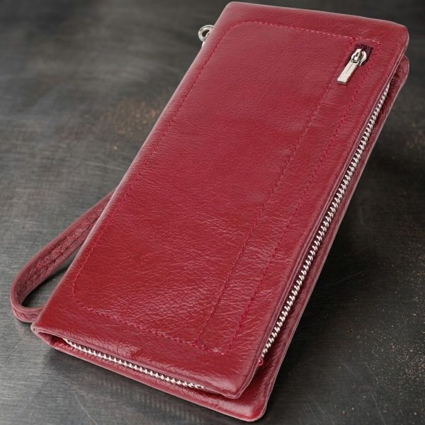 Кожаный женский кошелек-клатч с отделением под телефон ST Leather 23102 Бордовый