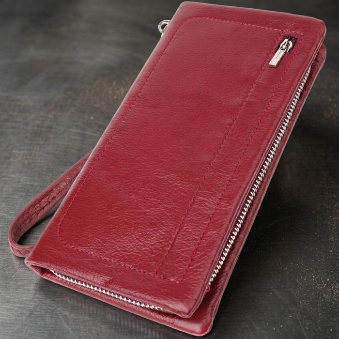 Кожаный женский кошелек-клатч с отделением под телефон ST Leather 23102 Бордовый