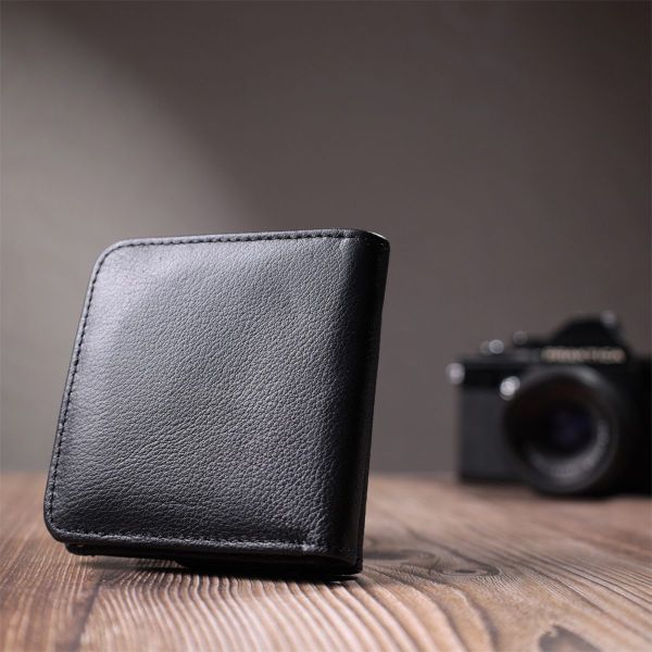 Женский кожаный кошелек для карт купюр и монет ST Leather 22690 Черный