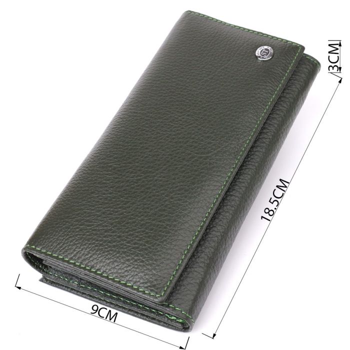 Стильный кошелек для женщин с монетницей из натуральной кожи ST Leather 23106 Зеленый