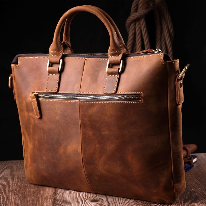 Мужской кожаный портфель для документов ноутбука и работы Vintage 22673 Коричневый