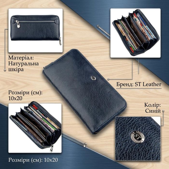 Вертикальный женский кошелек-клатч ST Leather 18864 Синий