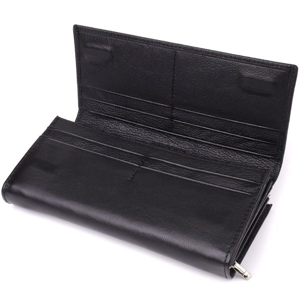 Функциональный женский кошелек на магнитах из натуральной кожи ST Leather 23112 Черный