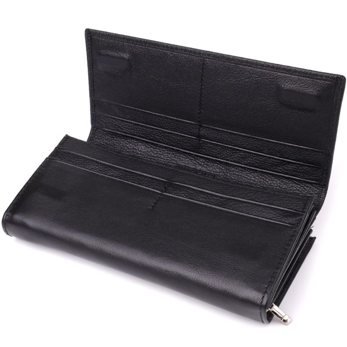 Функциональный женский кошелек на магнитах из натуральной кожи ST Leather 23112 Черный