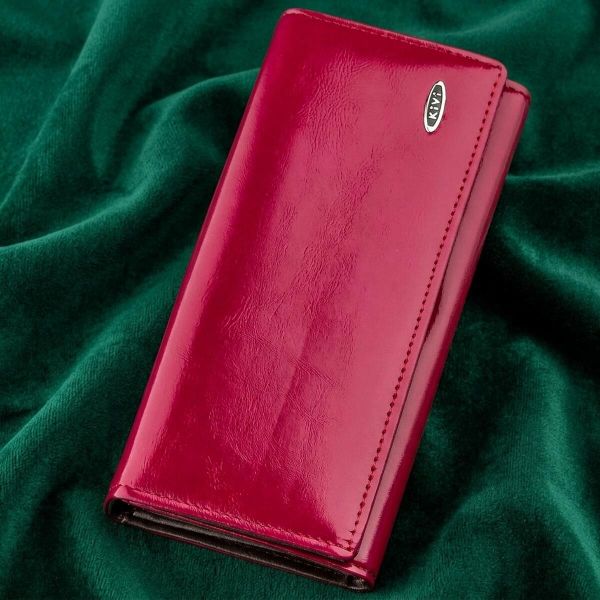 Кошелек женский из экокожи гладкий KIVI 19078 Малиновый