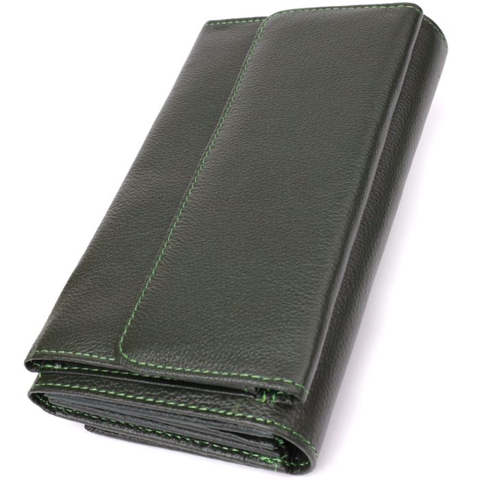 Горизонтальный кошелек с карманом для телефона из натуральной кожи ST Leather 23068 Зеленый