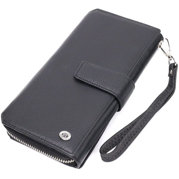 Кошелек клатч унисекс из натуральной кожи для карт и купюр ST Leather 19432 Черный