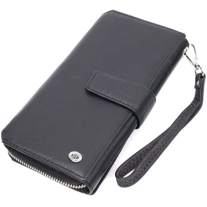Кошелек клатч унисекс из натуральной кожи для карт и купюр ST Leather 19432 Черный