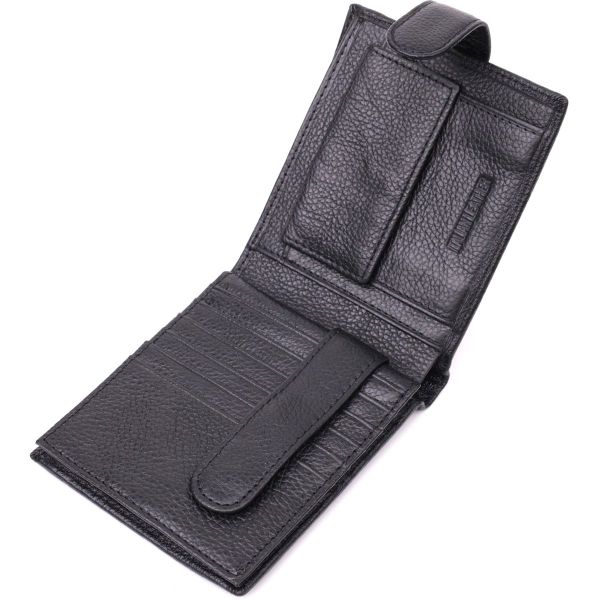 Мужской трендовый бумажник из натуральной кожи ST Leather 22553 Черный