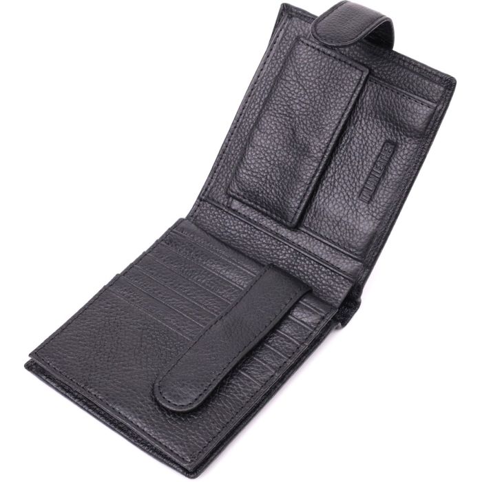 Мужской трендовый бумажник из натуральной кожи ST Leather 22553 Черный