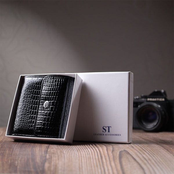 Женский фактурный кошелек из натуральной кожи ST Leather 22706 Черный
