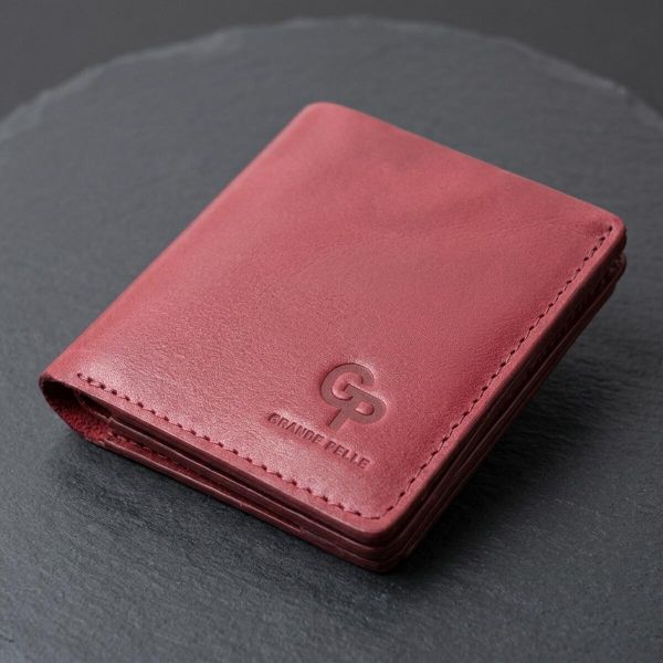 Компактное портмоне из натуральной кожи GRANDE PELLE 16798 Бордовый