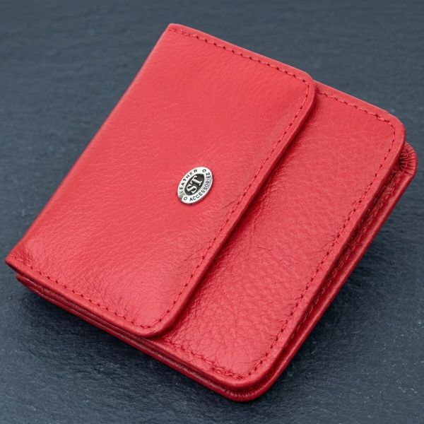 Женский компактный кошелек с карманом для монет из натуральной кожи ST Leather 22689 Красный