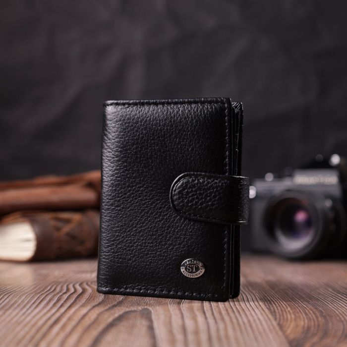 Надежная визитница из натуральной кожи ST Leather 22469 Черный