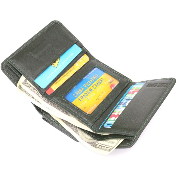Женский кошелек компактного размера из натуральной кожи ST Leather 23072 Зеленый