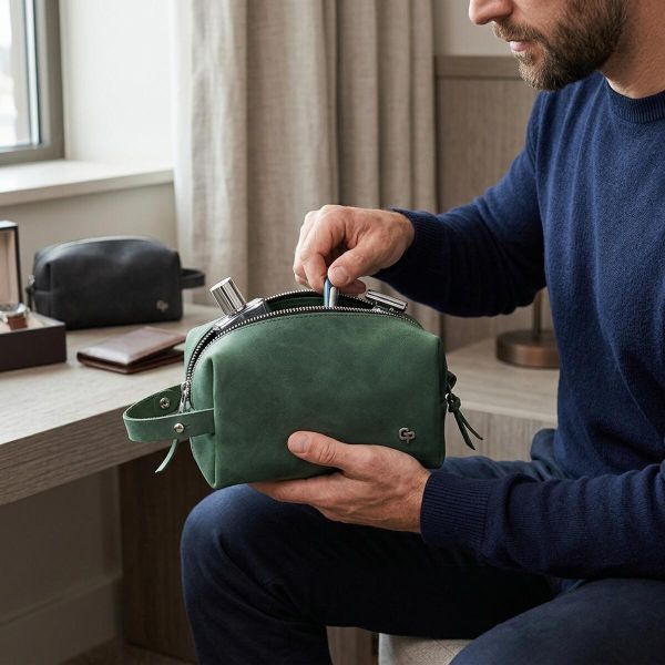 Кожаная косметичка унисекс GRANDE PELLE 11571 Зеленый