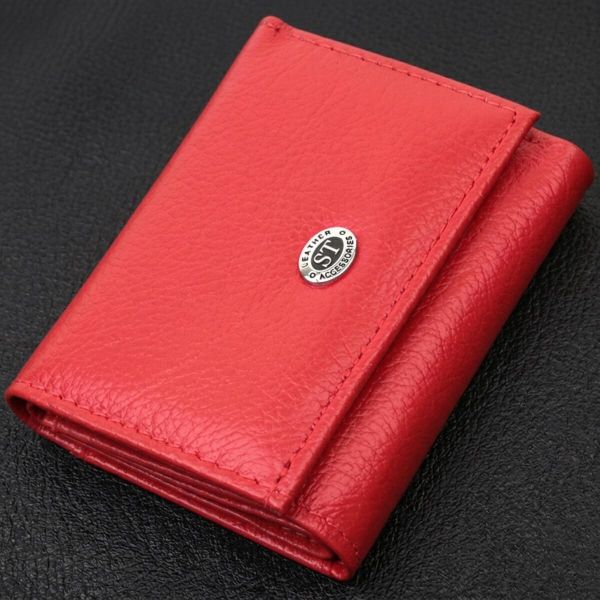 Компактное женское портмоне с монетницей из натуральной кожи ST Leather 22729 Красный