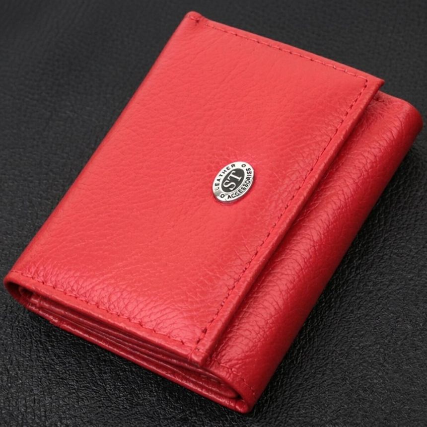 Компактное женское портмоне с монетницей из натуральной кожи ST Leather 22729 Красный