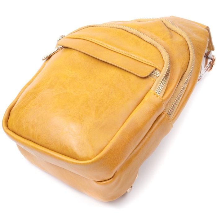 Яркая женская сумка с одной лямкой через плечо из гладкой экокожи Vintage 22769 Желтый
