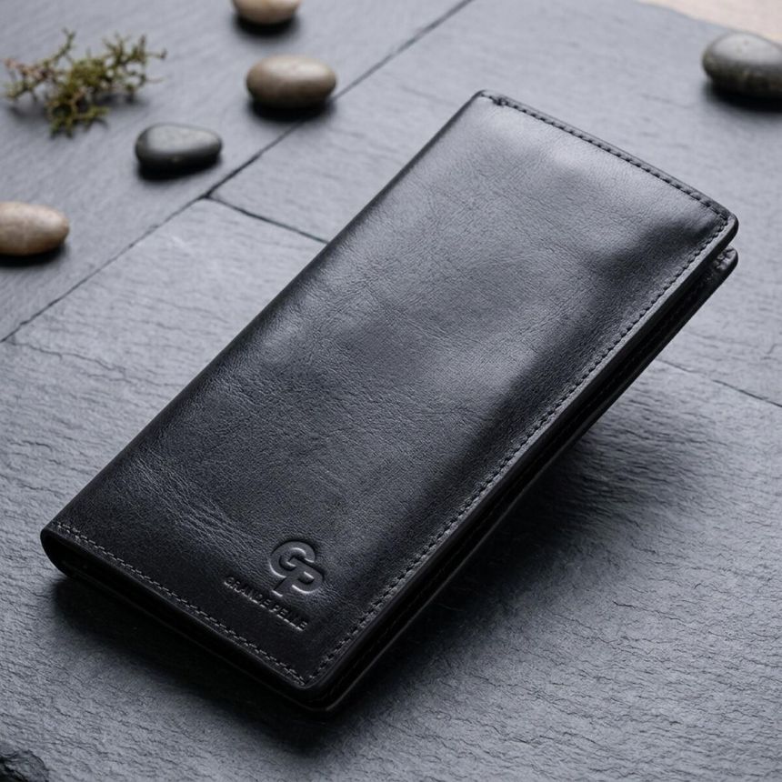 Вертикальное кожаное портмоне унисекс GRANDE PELLE 11556 Синий