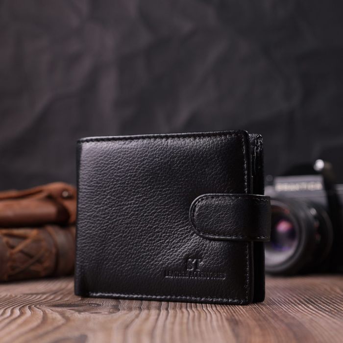 Кошелек для мужчин удобного размера из натуральной кожи ST Leather 22461 Черный