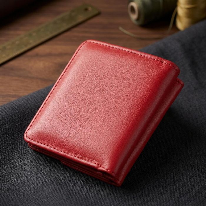 Женский компактный кошелек с карманом для монет из натуральной кожи ST Leather 22689 Красный