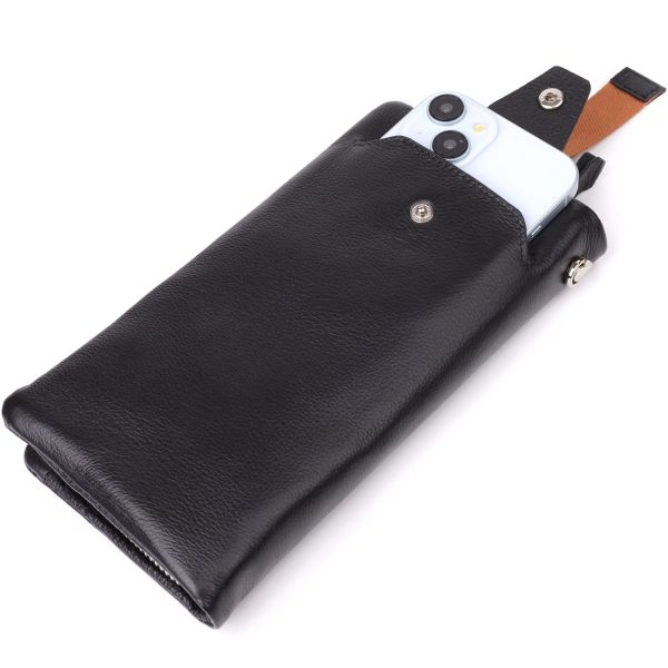 Женский кожаный кошелек-клатч с отделением под телефон ST Leather 23101 Черный