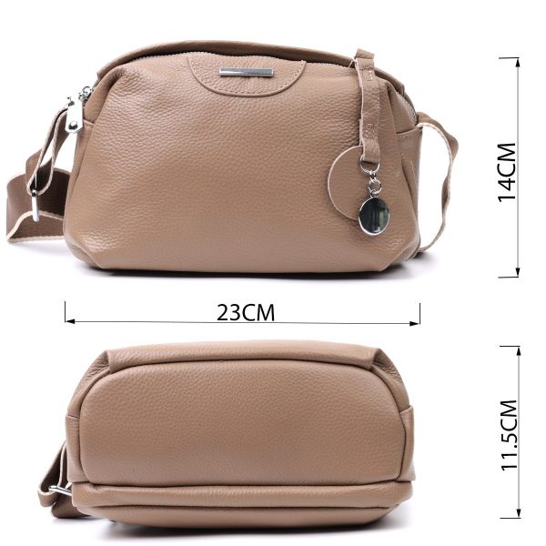 Сумка на каждый день с двумя отделениями из натуральной кожи Vintage 22594 Бежевый