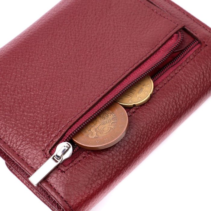 Женский кожаный кошелек для карт купюр и монет ST Leather 19492 Бордовый