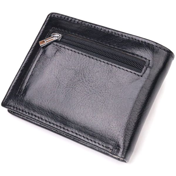 Компактный зажим для денег из натуральной гладкой кожи ST Leather 19416 Черный
