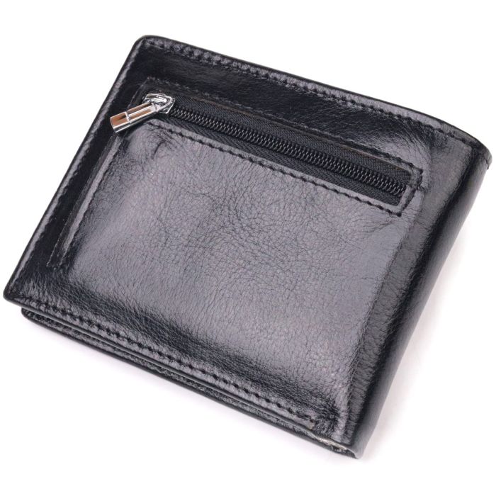 Компактный зажим для денег из натуральной гладкой кожи ST Leather 19416 Черный