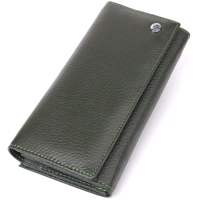Стильный кошелек для женщин с монетницей из натуральной кожи ST Leather 23106 Зеленый