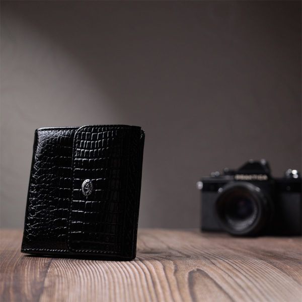 Женский фактурный кошелек из натуральной кожи ST Leather 22706 Черный