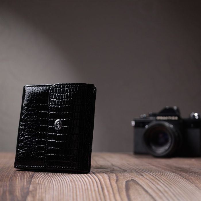 Женский фактурный кошелек из натуральной кожи ST Leather 22706 Черный