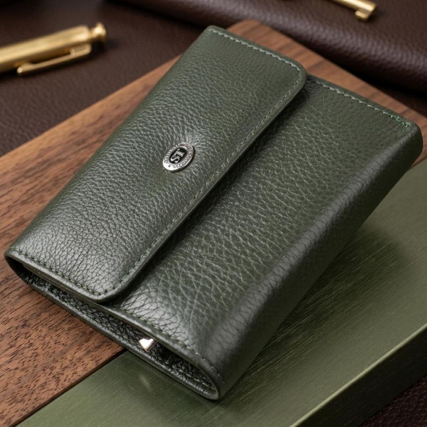 Женский кошелек среднего размера из натуральной кожи ST Leather 23074 Зеленый