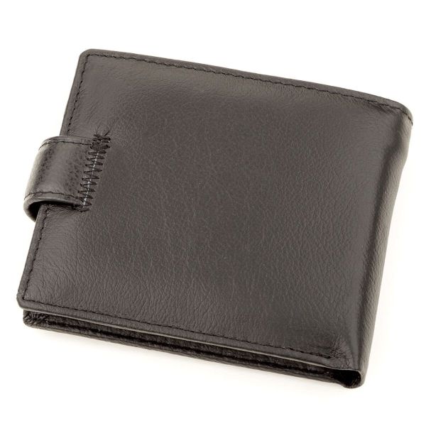 Мужской кожаный купюрник для карт купюр и монет ST Leather 18308 Черный