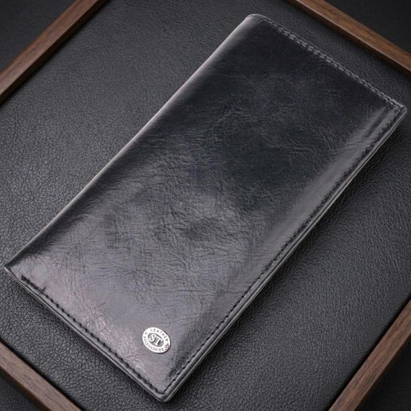 Вертикальный бумажник для мужчин из натуральной кожи ST Leather 19420 Черный