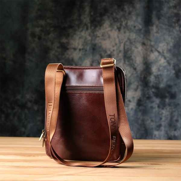 Мужская сумка через плечо из гладкой натуральной кожи Tony Perotti 20854_1 (9137-20 moro) Коричневый