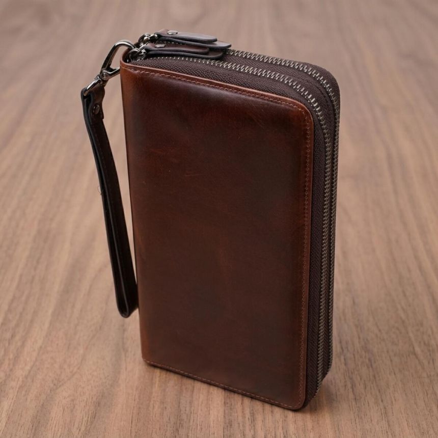 Мужской клатч из натуральной кожи Vintage 23064 Коричневый