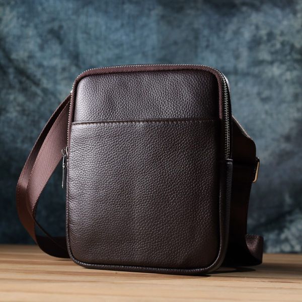 Мужская вертикальная сумка из натуральной кожи Vintage 22863 Коричневый