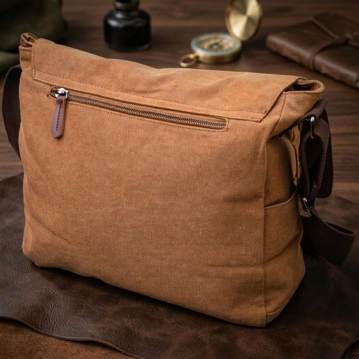 Большая сумка для ноутбука с клапаном из текстиля 21242 Vintage Коричневая
