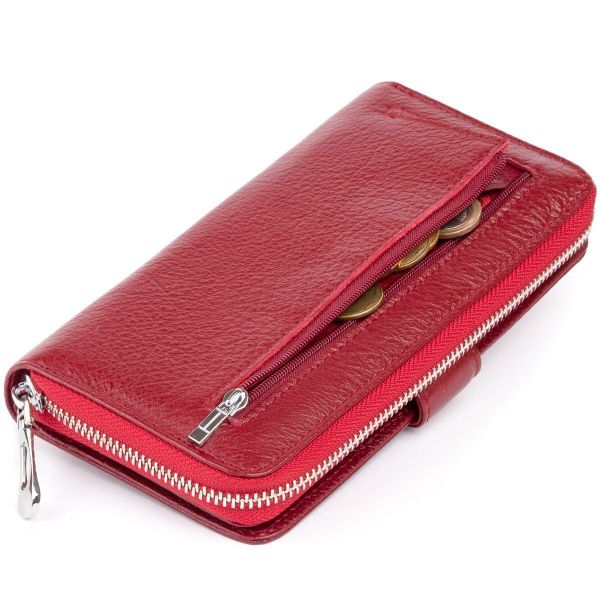 Вертикальный вместительный кошелек из кожи женский ST Leather 19307 Бордовый