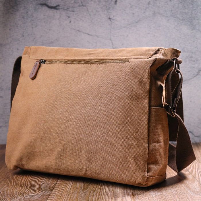 Большая сумка для ноутбука с клапаном из текстиля 21242 Vintage Коричневая