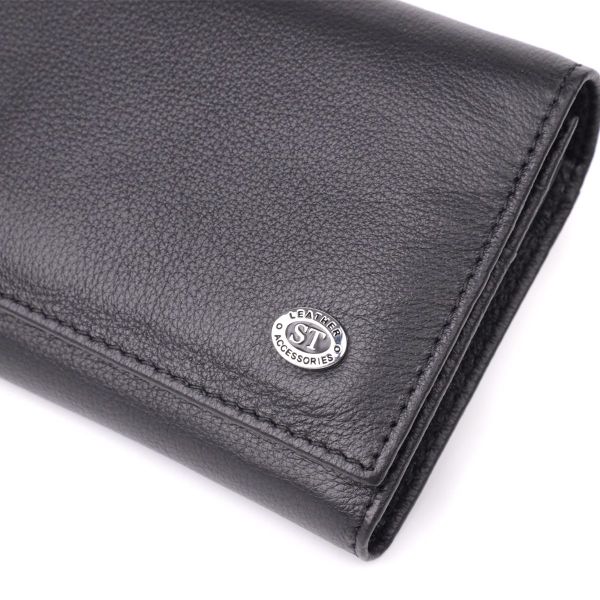Солидный женский кошелек из натуральной кожи ST Leather 23088 Черный