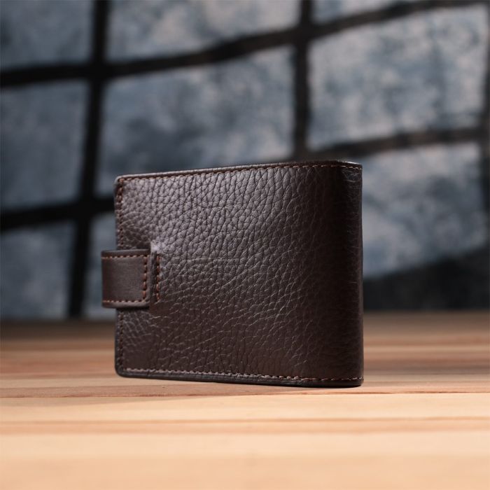 Практичное портмоне из люксовой зернистой кожи флотар GRANDE PELLE 22876 Коричневый