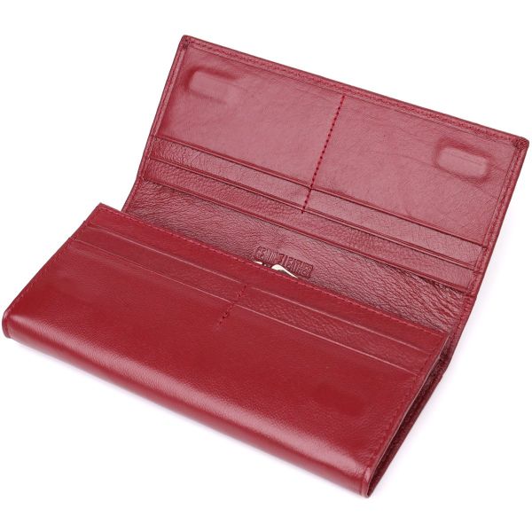 Вместительный женский кошелек из натуральной кожи ST Leather 23089 Бордовый